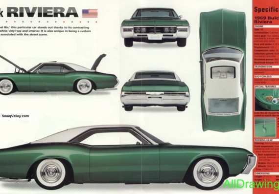 Buick Riviera (1969) (Бьюик Ривьера (1969)) - чертежи (рисунки) автомобиля
